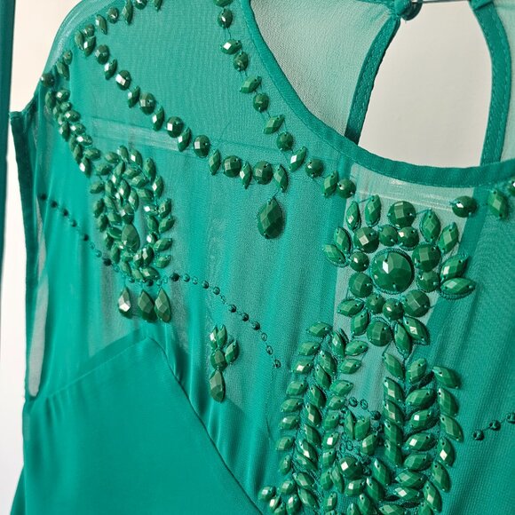 Guess by Marciano Jade Asymetrical Chiffon Beaded Sleeveless Flare Midi Dress - Picture 5 of 10